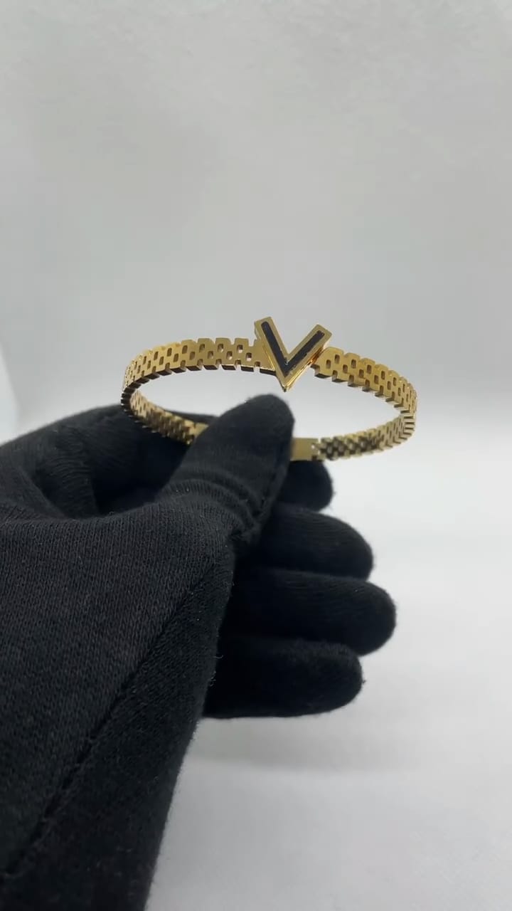 Black V Shaped Bangle